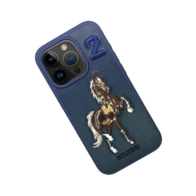 Santa Barbara Polo Horse iPhone Back Case Cover Embroidered Leather