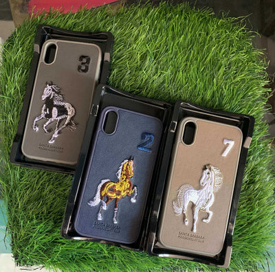 Santa Barbara Polo Horse iPhone Back Case Cover Embroidered Leather