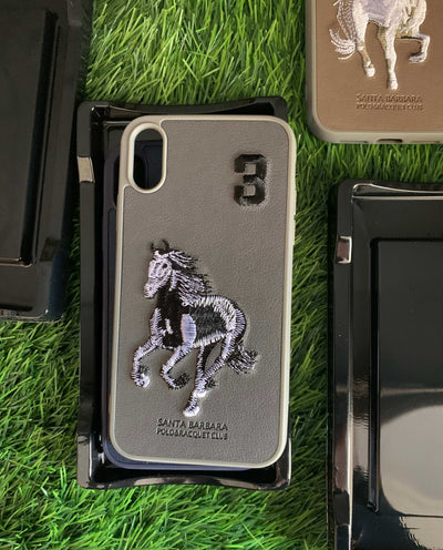 Santa Barbara Polo Horse iPhone Back Case Cover Embroidered Leather