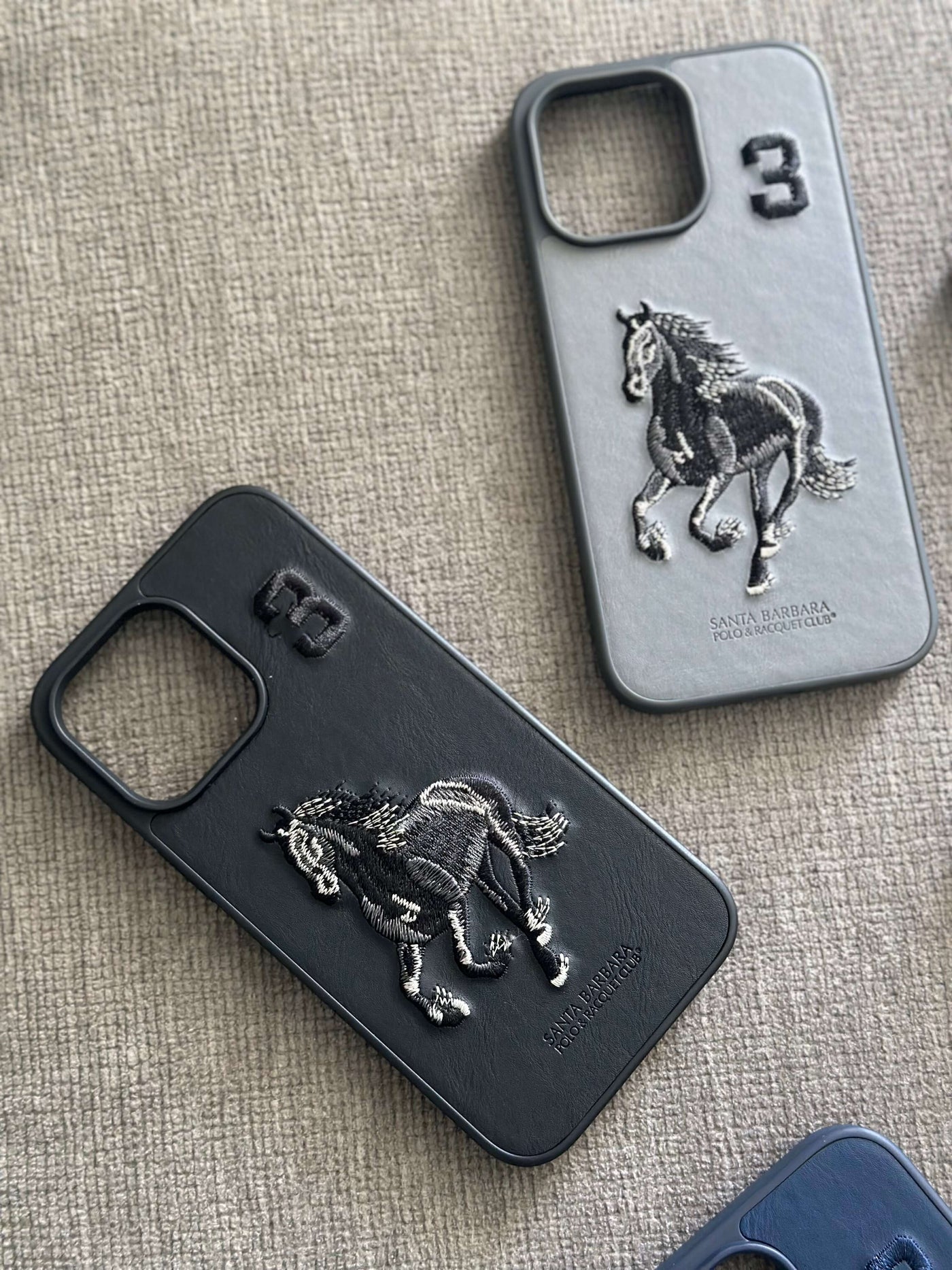 Santa Barbara Polo Horse iPhone Back Case Cover Embroidered Leather